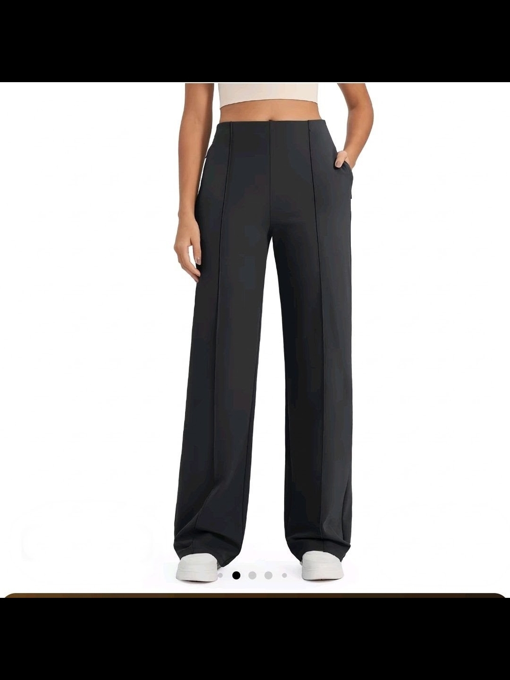 G4free Women’s Black Wide-Leg Pleated Dress Pants w/ Pockets, XXL 29"